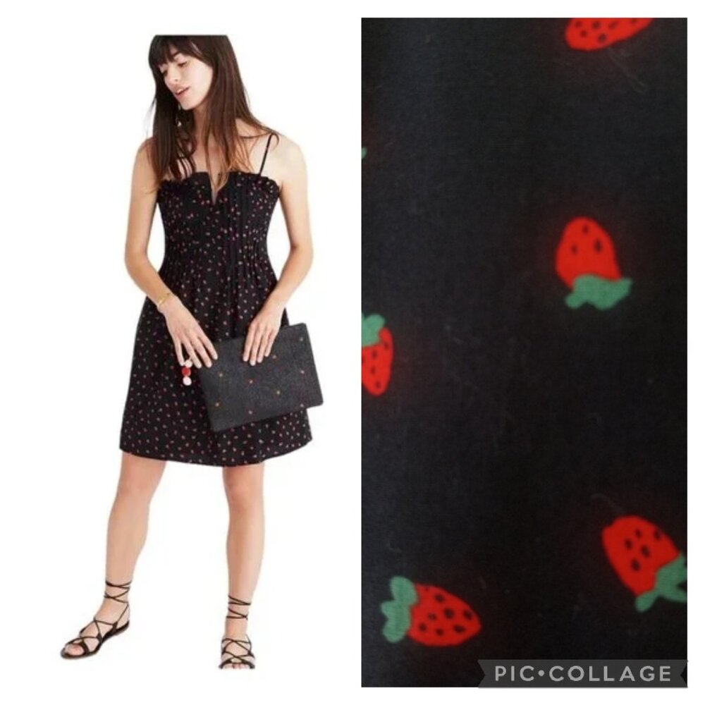Madewell Fresh Strawberries Cami Pintuck Dress | 0